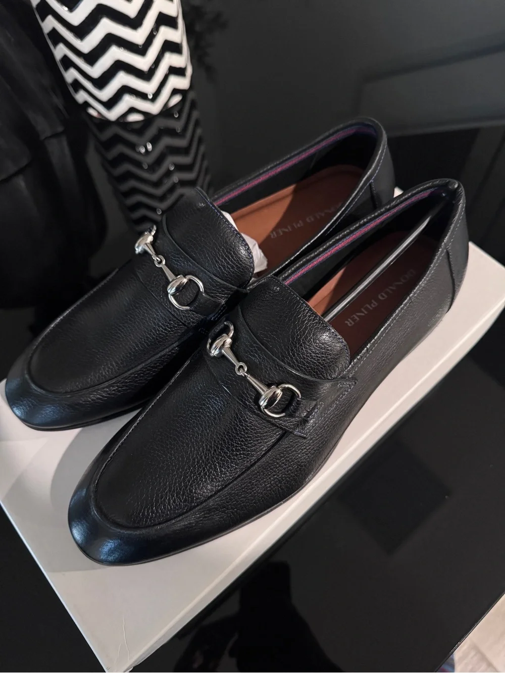 Donald Pliner Black Leather Men's Bit Loafers